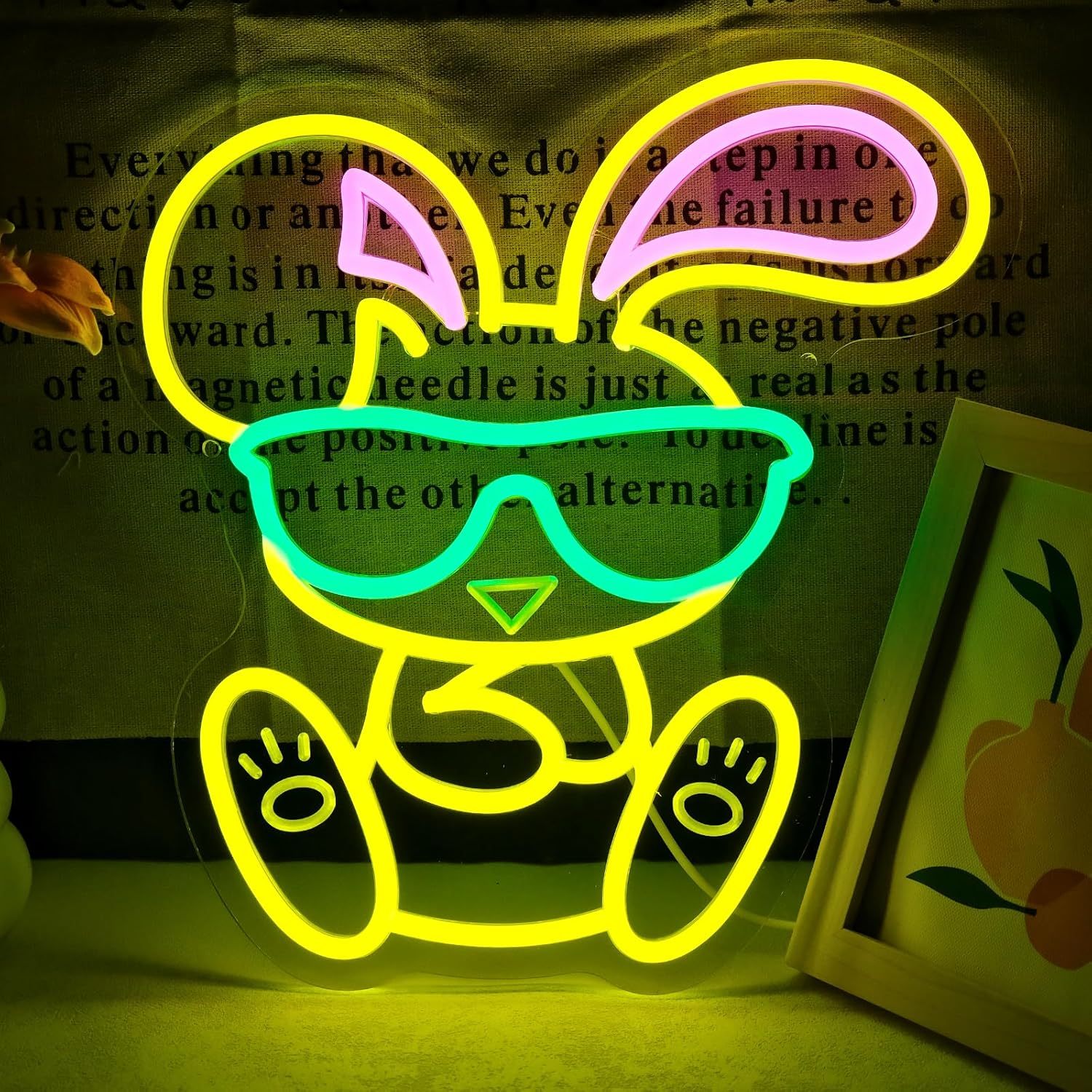 Kids Outdoor Gift Ideas - Cool Bunny Neon Sign Wearing Glasses