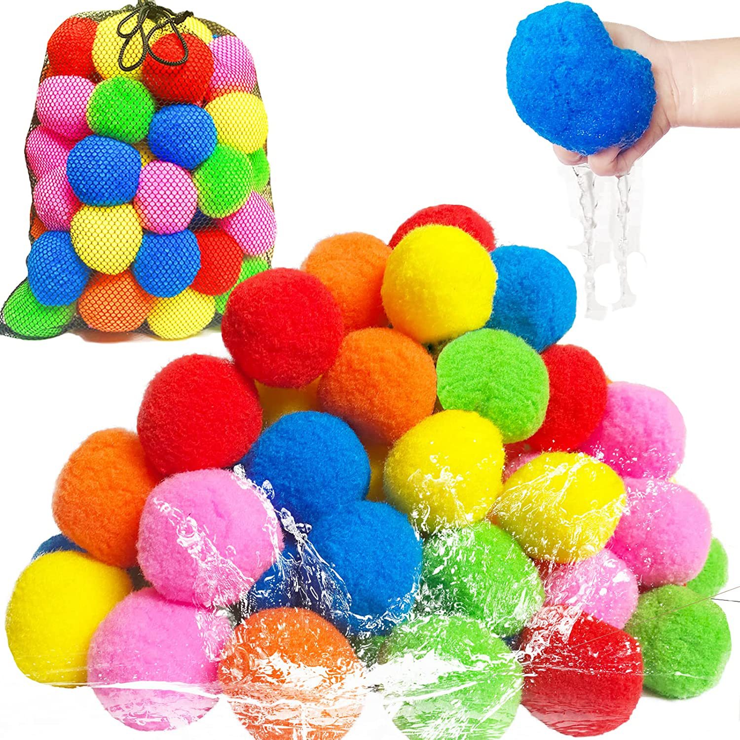 Kids Outdoor Pool - 12/30/60Pcs Reusable Water Balloons Cotton for