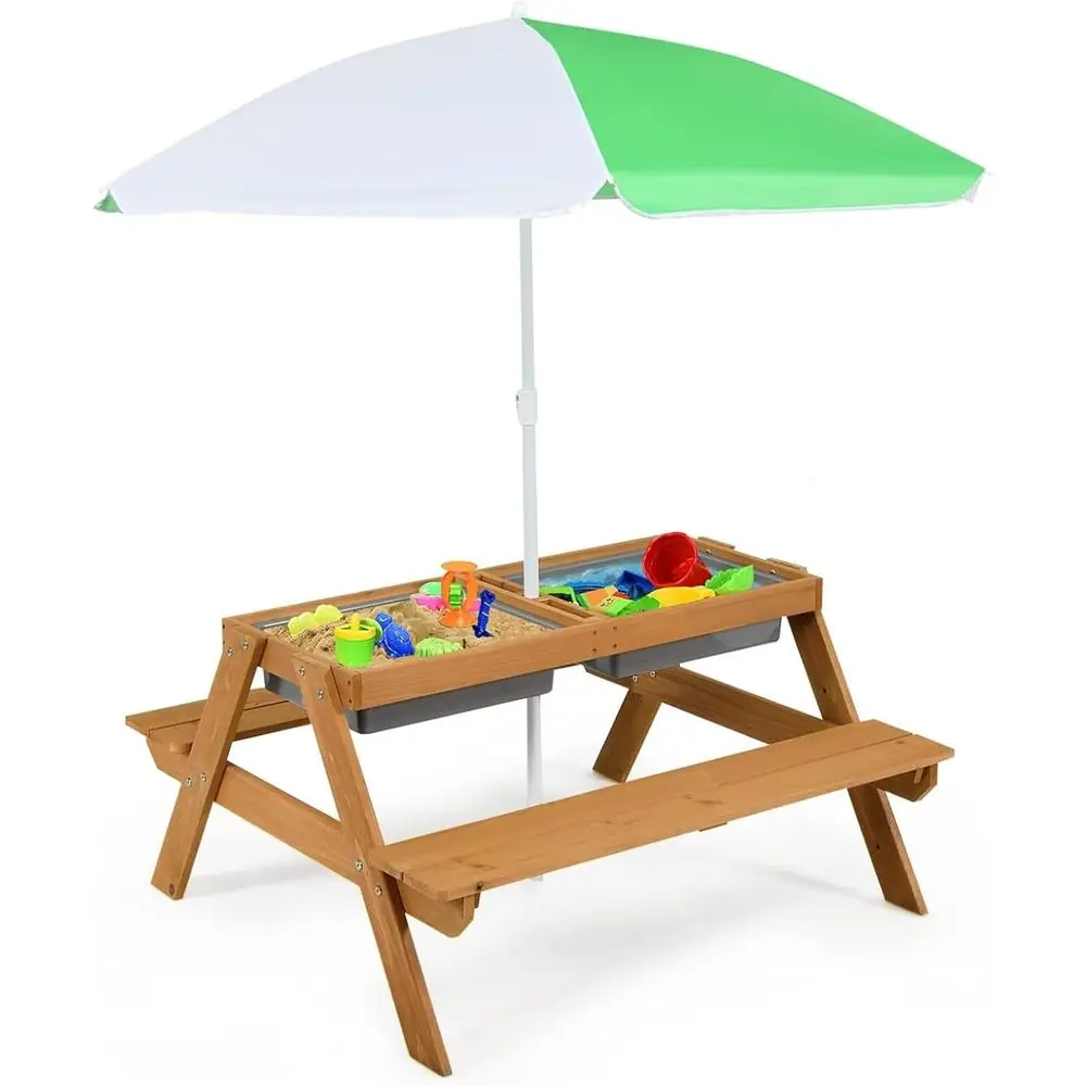 4-in-1 Wooden Sand & Water Pic - огляд і ціна Kids Outdoor Picnic Table