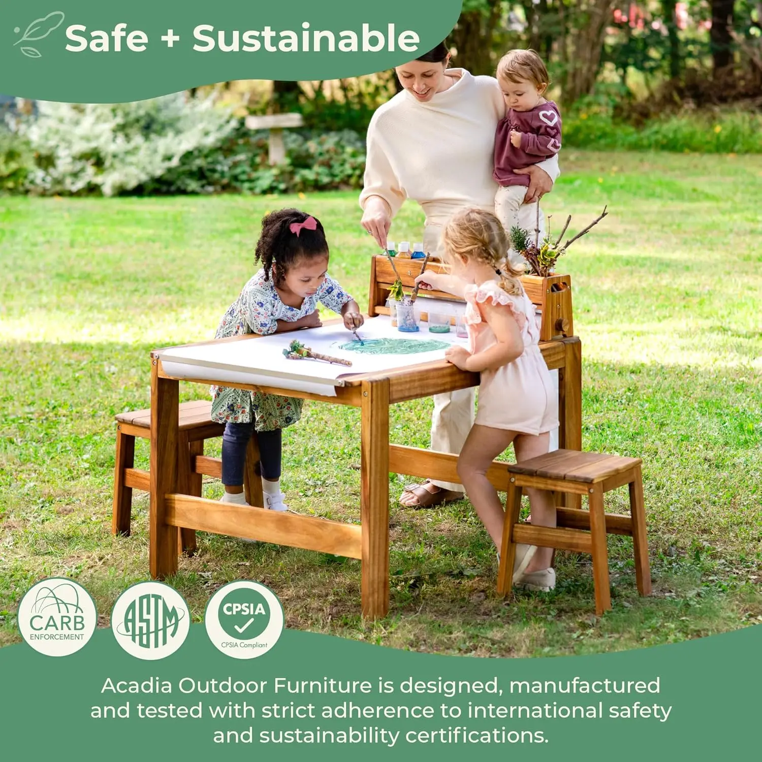 Acadia Outdoor Art Table and S - огляд і ціна Kids Outdoor Table And Chairs