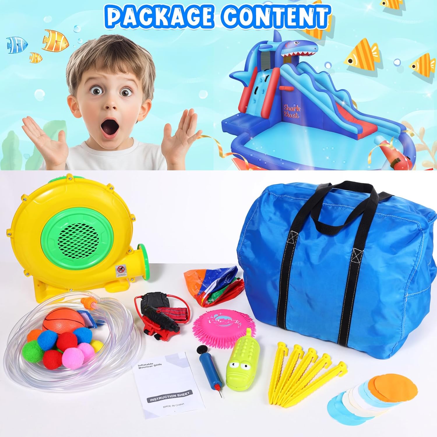 Shark-Themed Inflatable Water  - огляд і ціна Kids Outdoor Pool