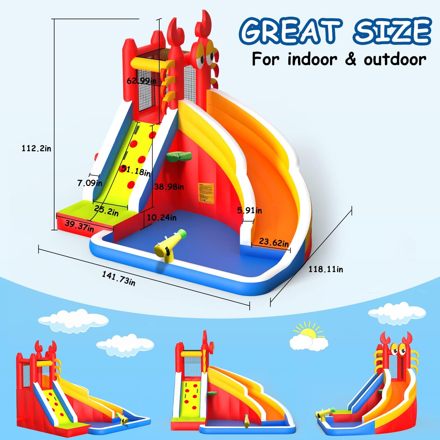 Large Inflatable Bounce House  - огляд і ціна Kids Outdoor Pool